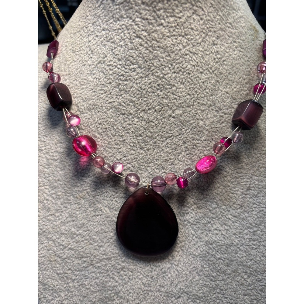 #27. Purple & Pink Beaded Statement Necklace